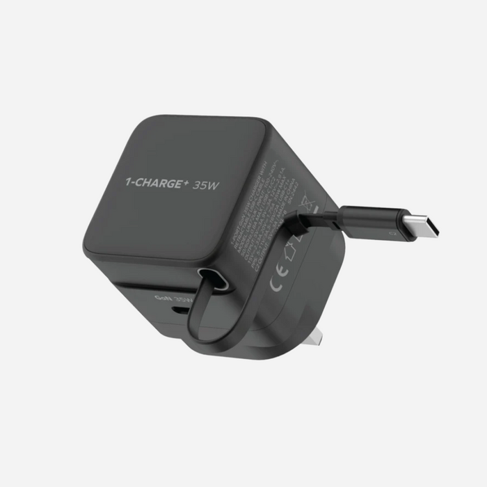1-Charge 1-Port GaN with Built-in USB-C Cable Wall Charger