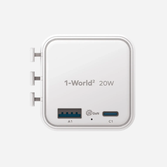 1-World Universal 2-Port USB Travel Charger 20W