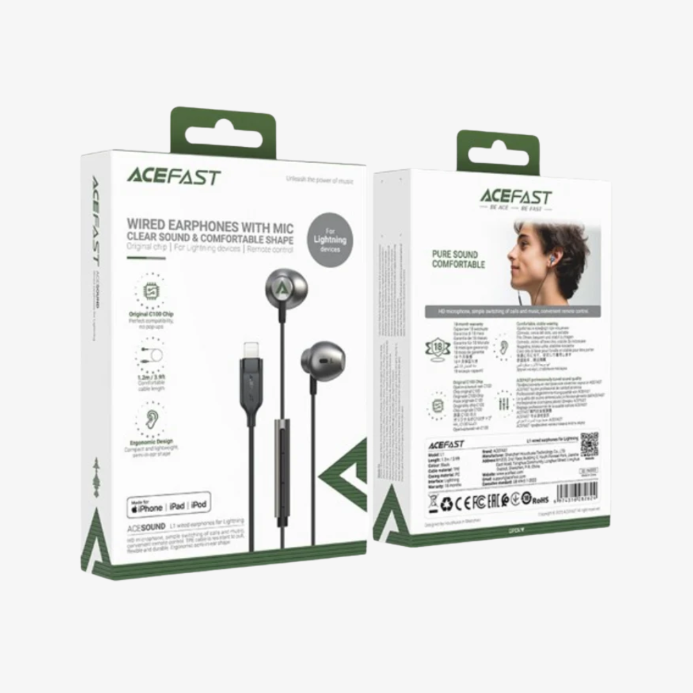 Acesound L1 Wired Lightning Earphone - Black