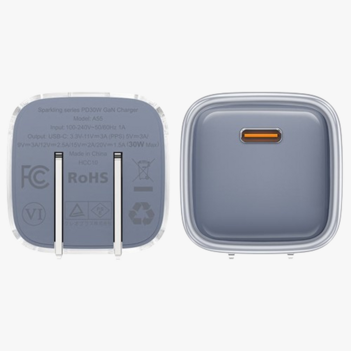 Crystal Series A55 GaN Wall Charger 30W