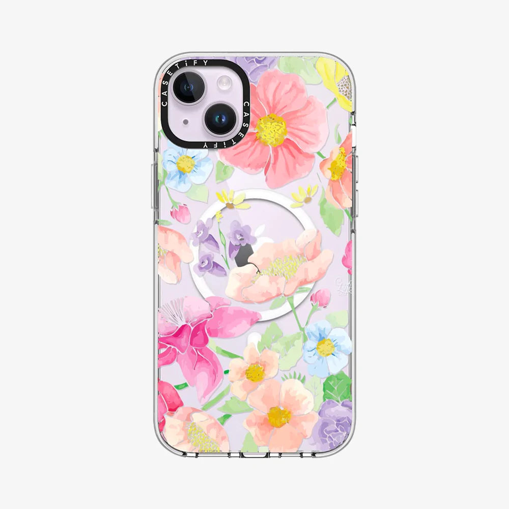 Clear Case MagSafe Floral for iPhone 14 Series - Pastel Floral Bouquet