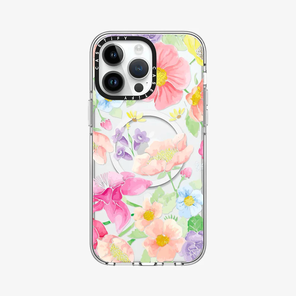 Clear Case MagSafe Floral for iPhone 14 Series - Pastel Floral Bouquet