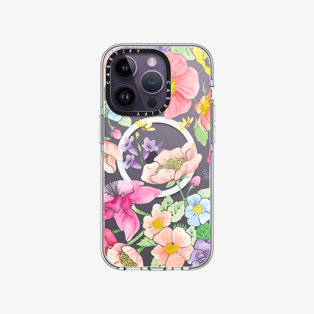 Clear Case MagSafe Floral for iPhone 14 Series - Pastel Floral Bouquet