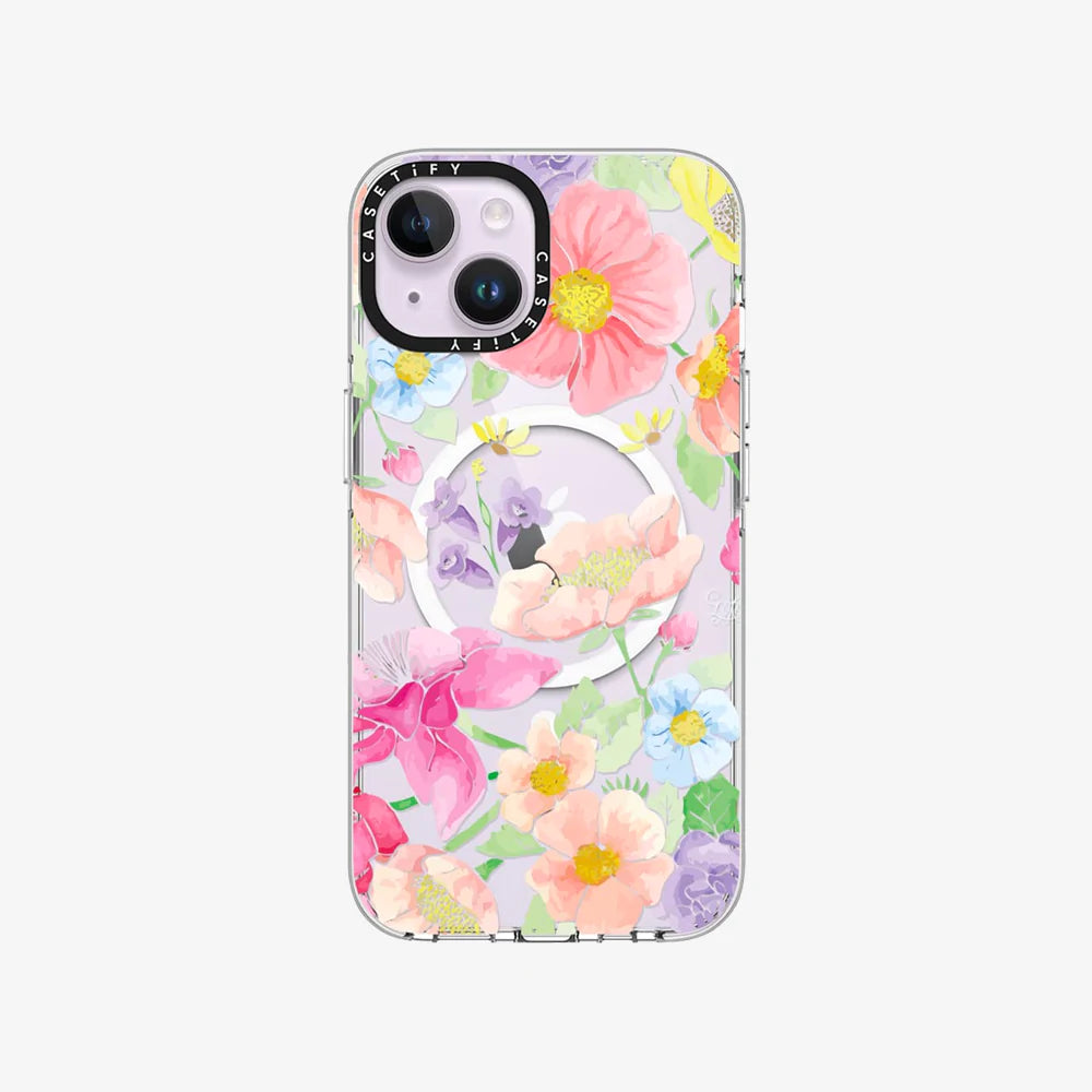 Clear Case MagSafe Floral for iPhone 14 Series - Pastel Floral Bouquet