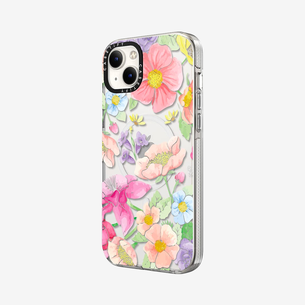 Clear Case MagSafe Floral for iPhone 14 Series - Pastel Floral Bouquet