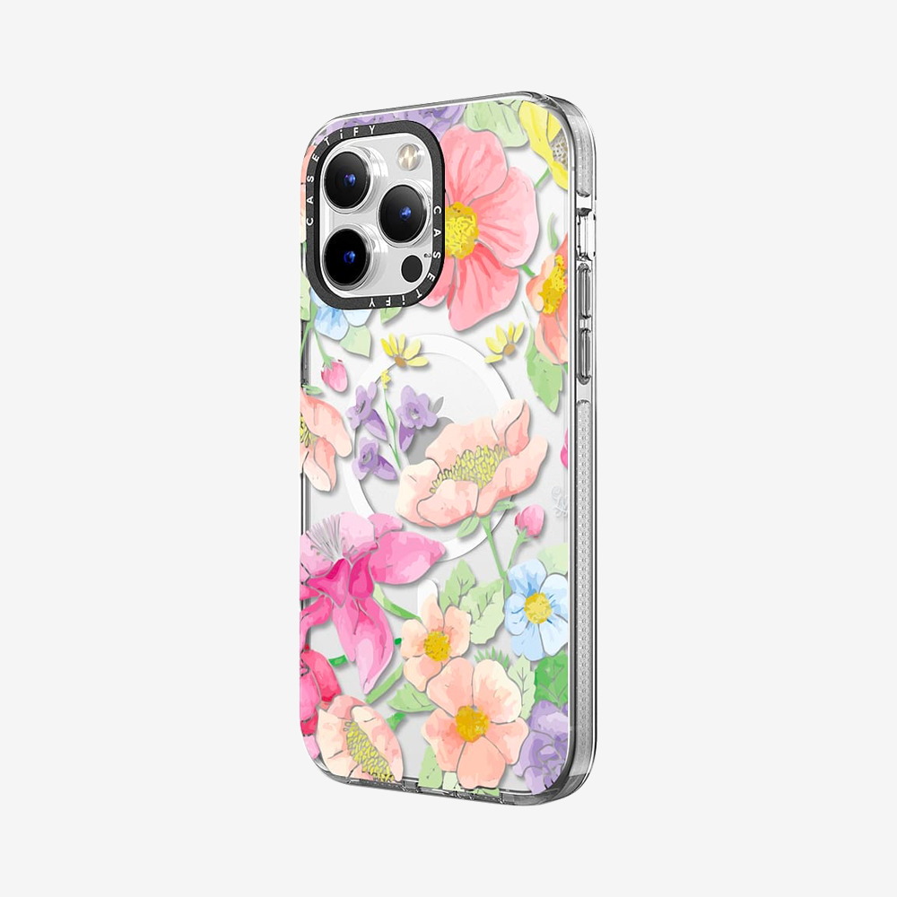 Clear Case MagSafe Floral for iPhone 14 Series - Pastel Floral Bouquet