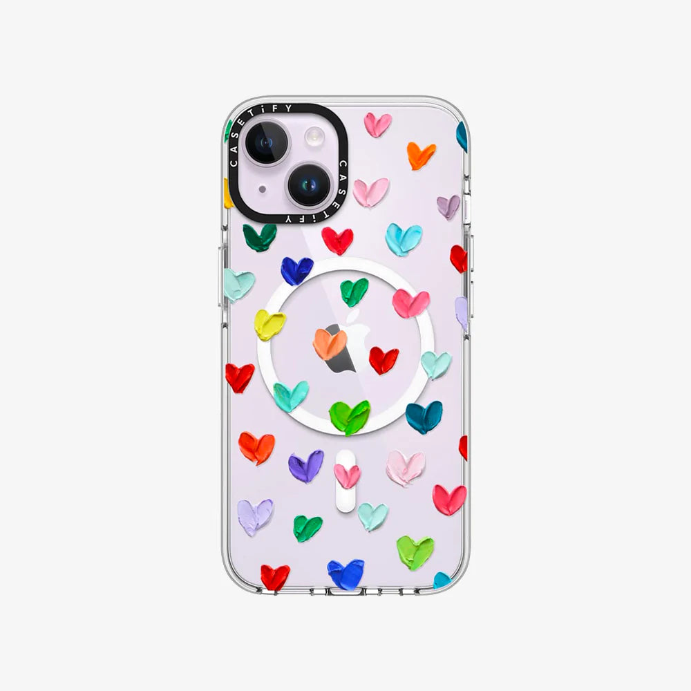 Clear Case With MagSafe Art for iPhone 14 Series - Polka Daub Hearts
