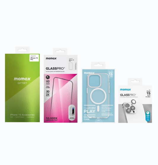 Momax Bundle Gift Set for iPhone 15 Pro Max - Clear