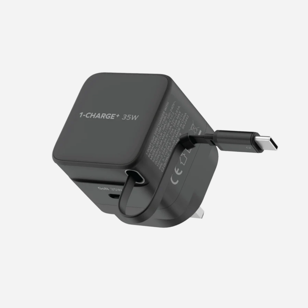 1-Charge 1-Port GaN with Built-in USB-C Cable Wall Charger