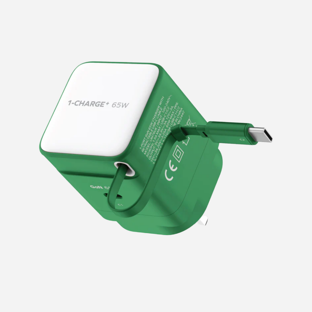 1-Charge 1-Port GaN with Built-in USB-C Cable Wall Charger