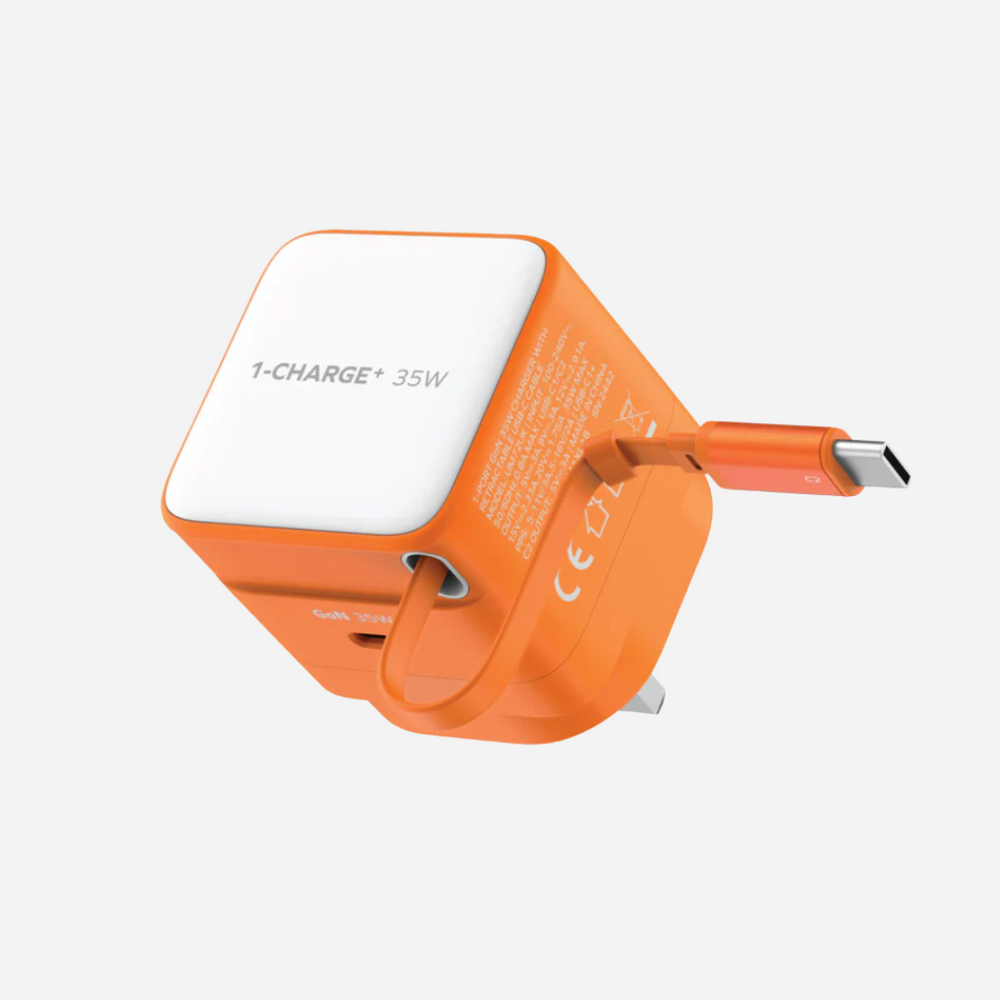 1-Charge 1-Port GaN with Built-in USB-C Cable Wall Charger