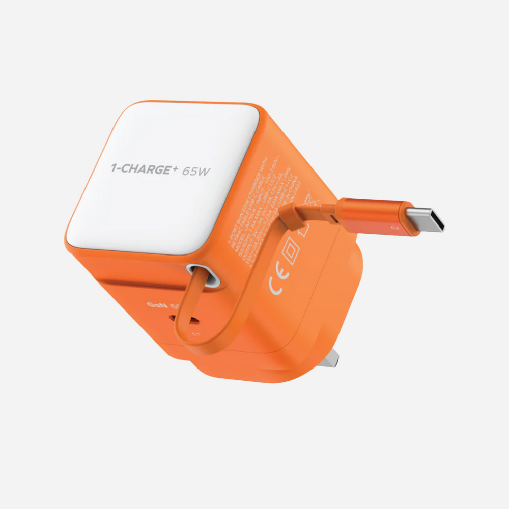 1-Charge 1-Port GaN with Built-in USB-C Cable Wall Charger