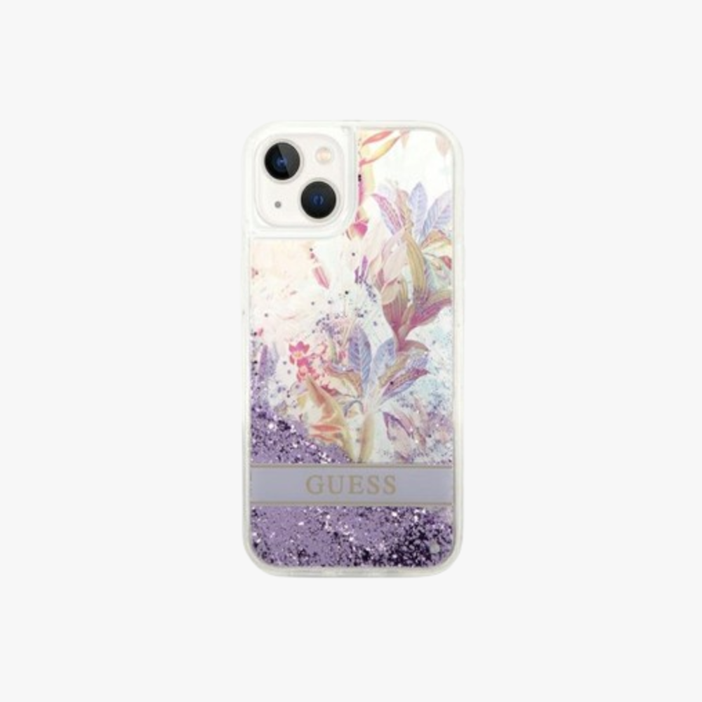 Flower Pattern Liquid Glitter Case for iPhone 14 Series