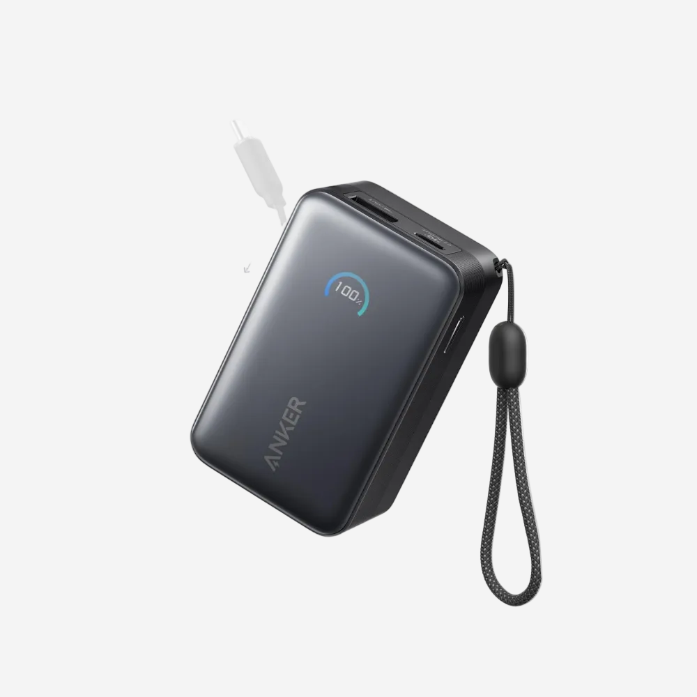 Nano Power Bank 10,000 mAh 45W Built-In Retractable USB-C Cable