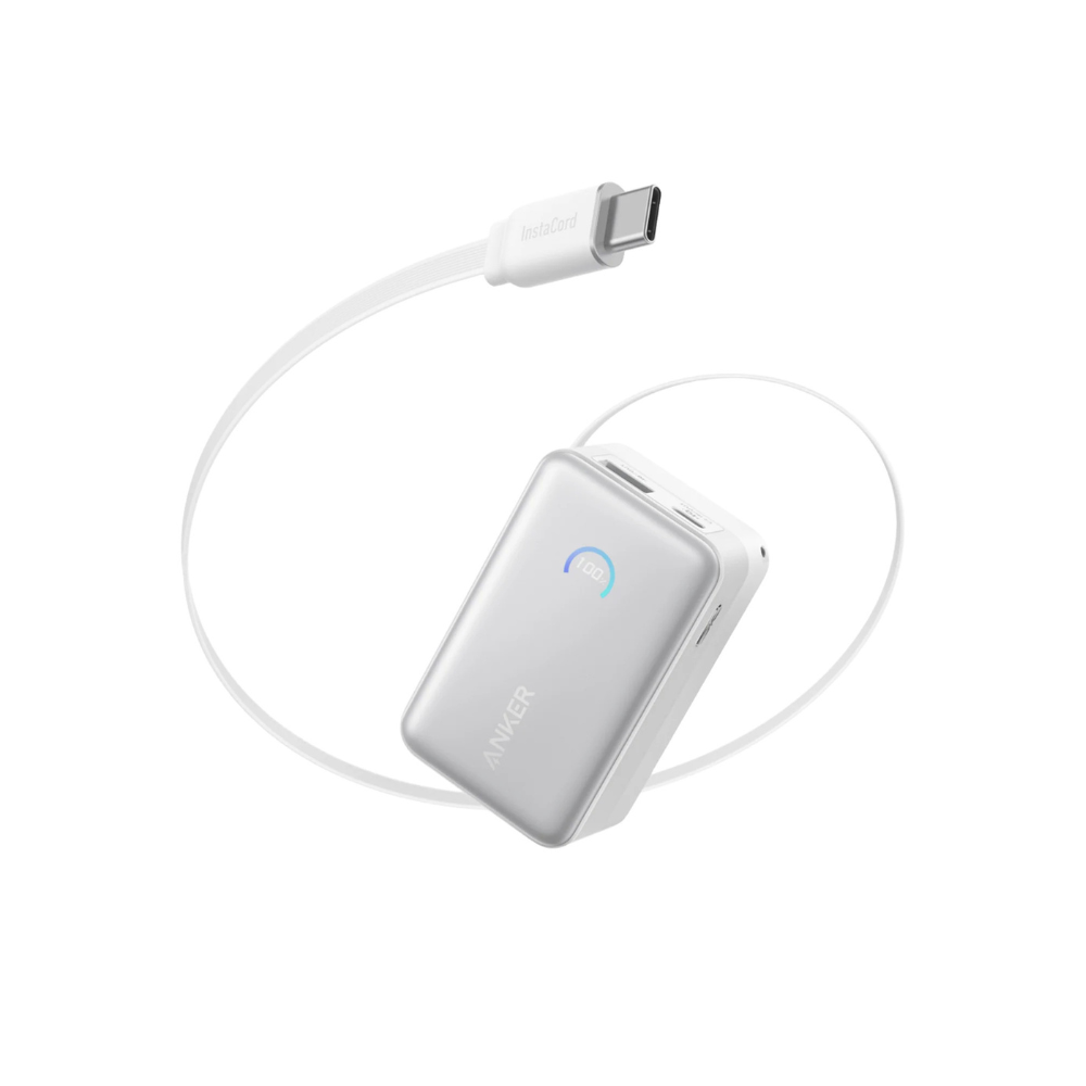 Nano Power Bank 10,000 mAh 45W Built-In Retractable USB-C Cable