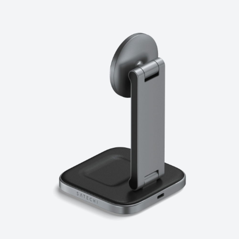 2-in-1 Foldable Qi2 Wireless Charging Stand - Space Gray