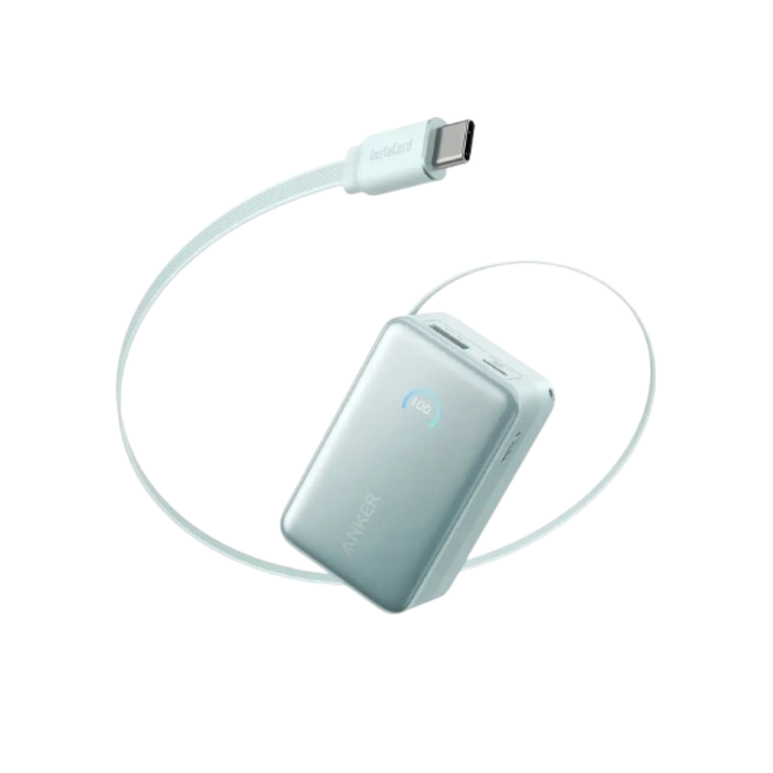 Nano Power Bank 10,000 mAh 45W Built-In Retractable USB-C Cable