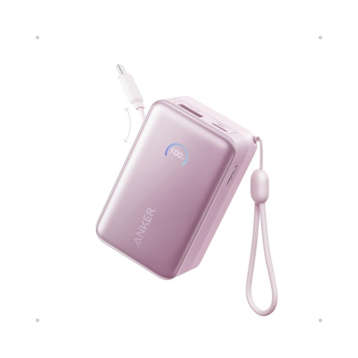 Nano Power Bank 10,000 mAh 45W Built-In Retractable USB-C Cable