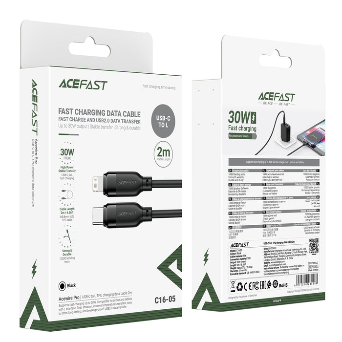 Acewire Pro C16-05 USB-C to Lightning Cable TPE 30W 2m
