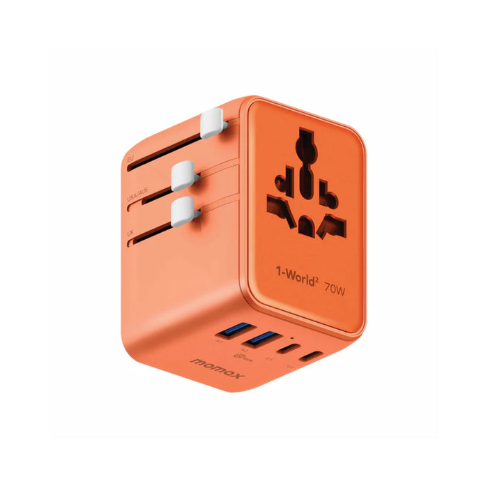 1-World² 5-Port Mini Universal Travel GaN Charger 70W with Dual AC