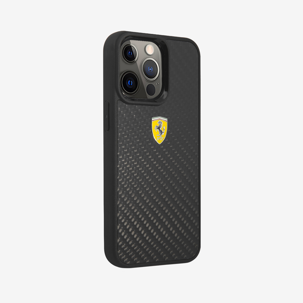 Carbon Fiber with Metal Logo Hard Case for iPhone 13 Series