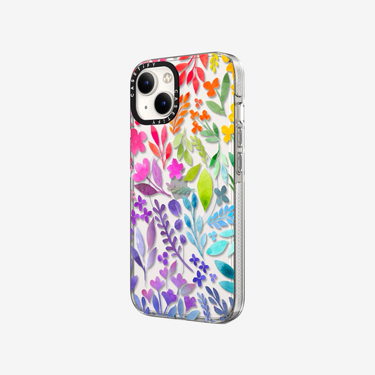 Clear Case MagSafe Floral for iPhone 14 Series - Floral Rainbow