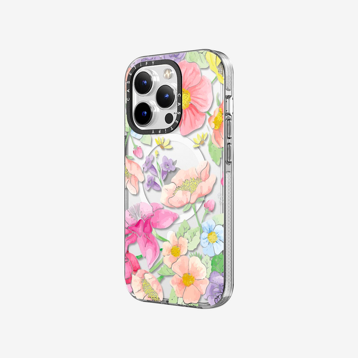 Clear Case MagSafe Floral for iPhone 14 Series - Pastel Floral Bouquet