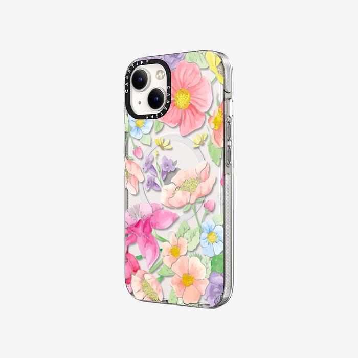 Clear Case MagSafe Floral for iPhone 14 Series - Pastel Floral Bouquet