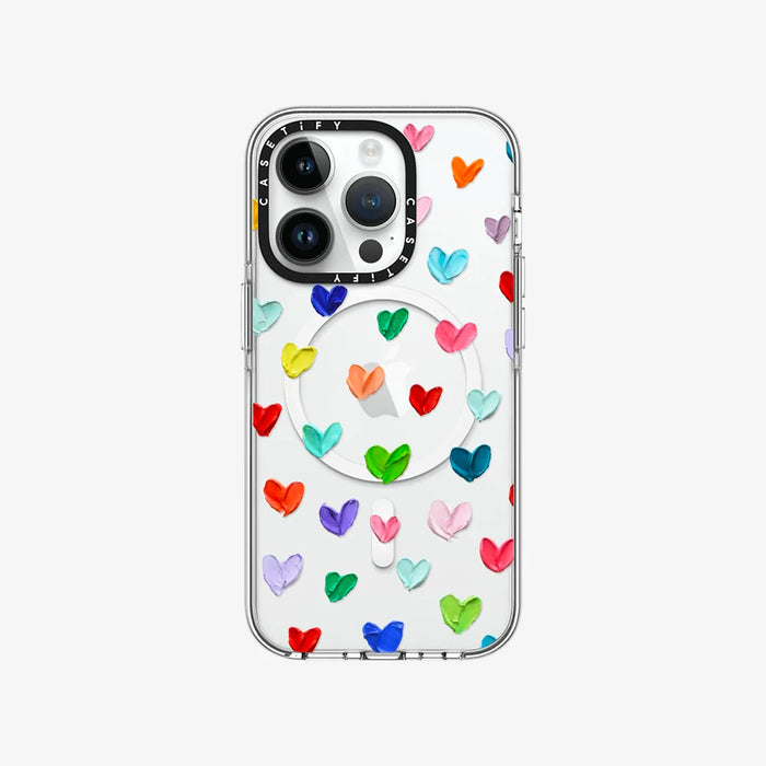 Clear Case With MagSafe Art for iPhone 14 Series - Polka Daub Hearts