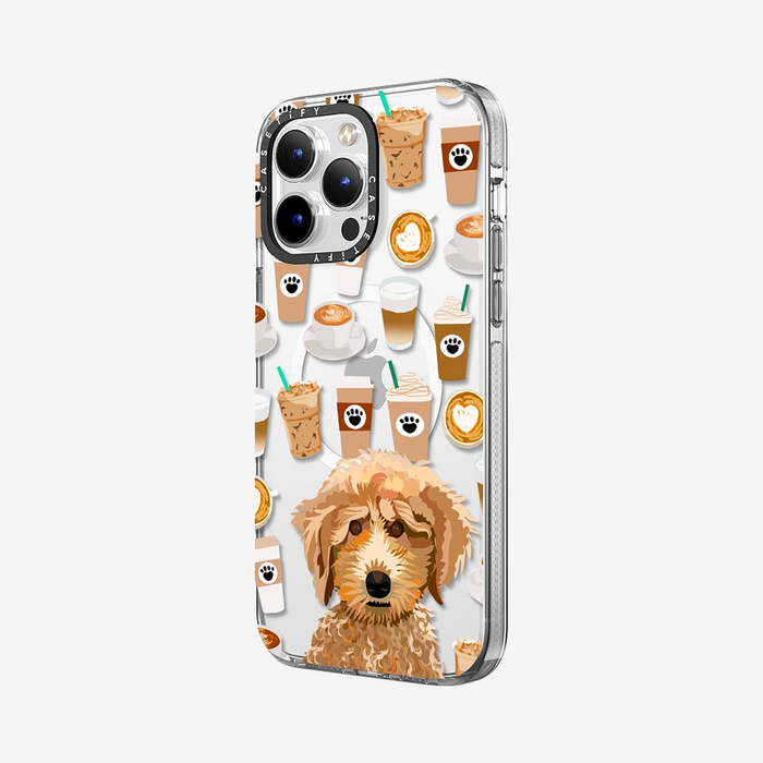 Clear Case with MagSafe Animal for iPhone 14 Series - Poodle Coffee