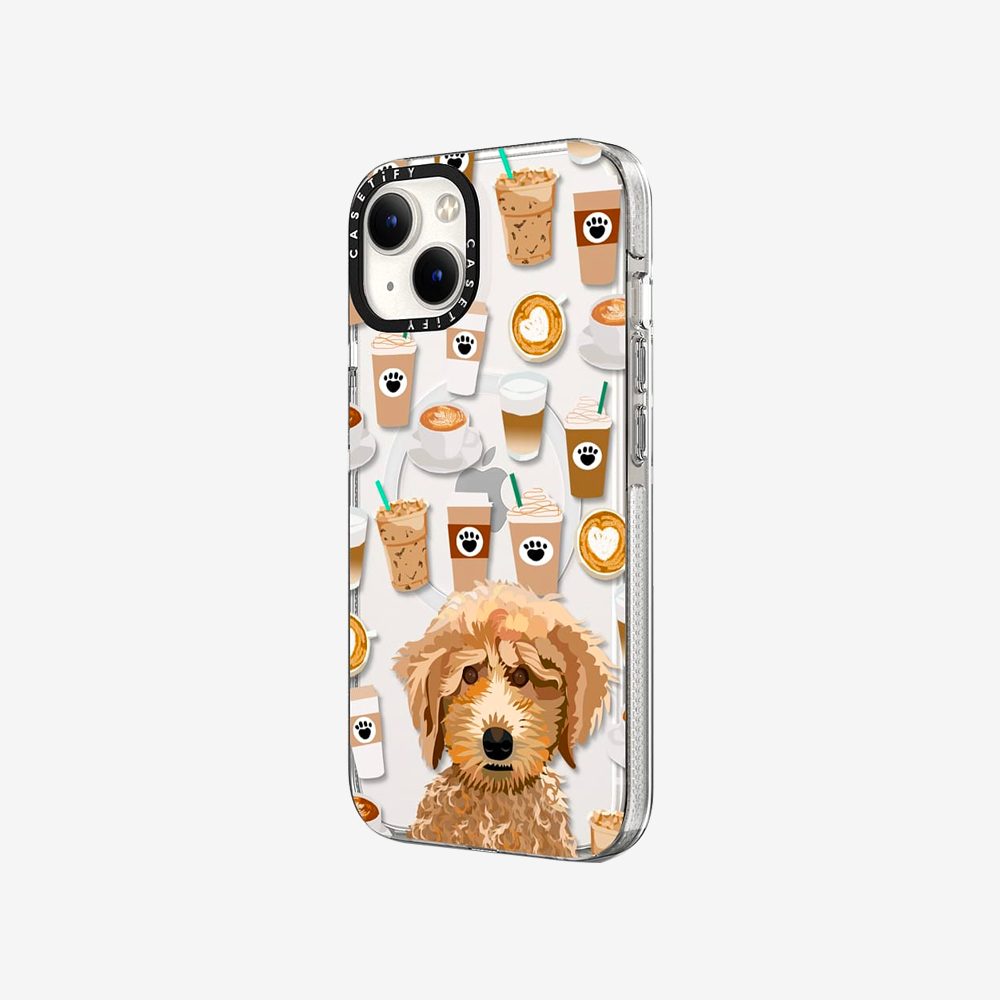 Clear Case with MagSafe Animal for iPhone 14 Series - Poodle Coffee