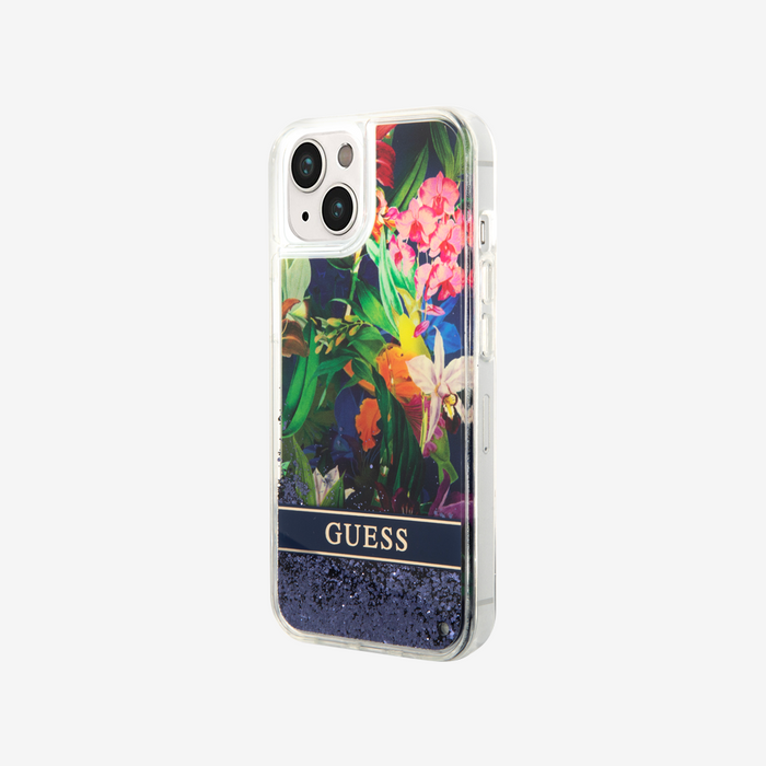Flower Pattern Liquid Glitter Case for iPhone 14 Series