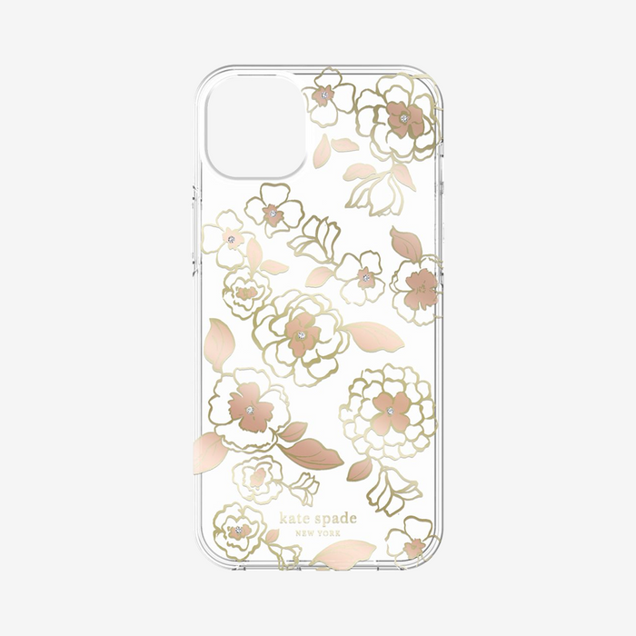 Protective Hardshell Floral Case for iPhone 14 Series - Gold