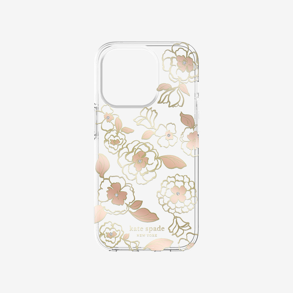 Protective Hardshell Floral Case for iPhone 14 Series - Gold