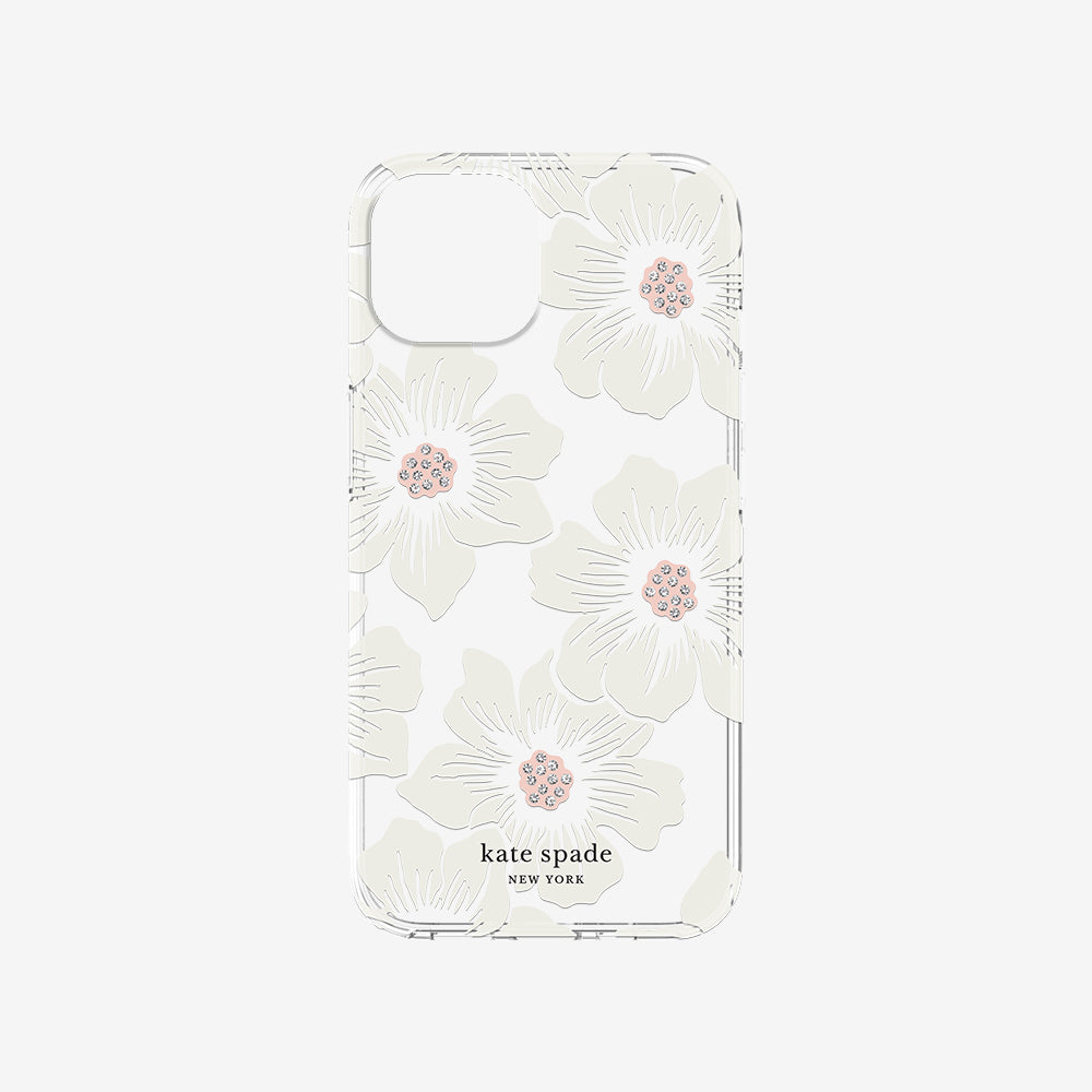Protective Hardshell Floral Case for iPhone 14 Series - Hollyhock/Clear