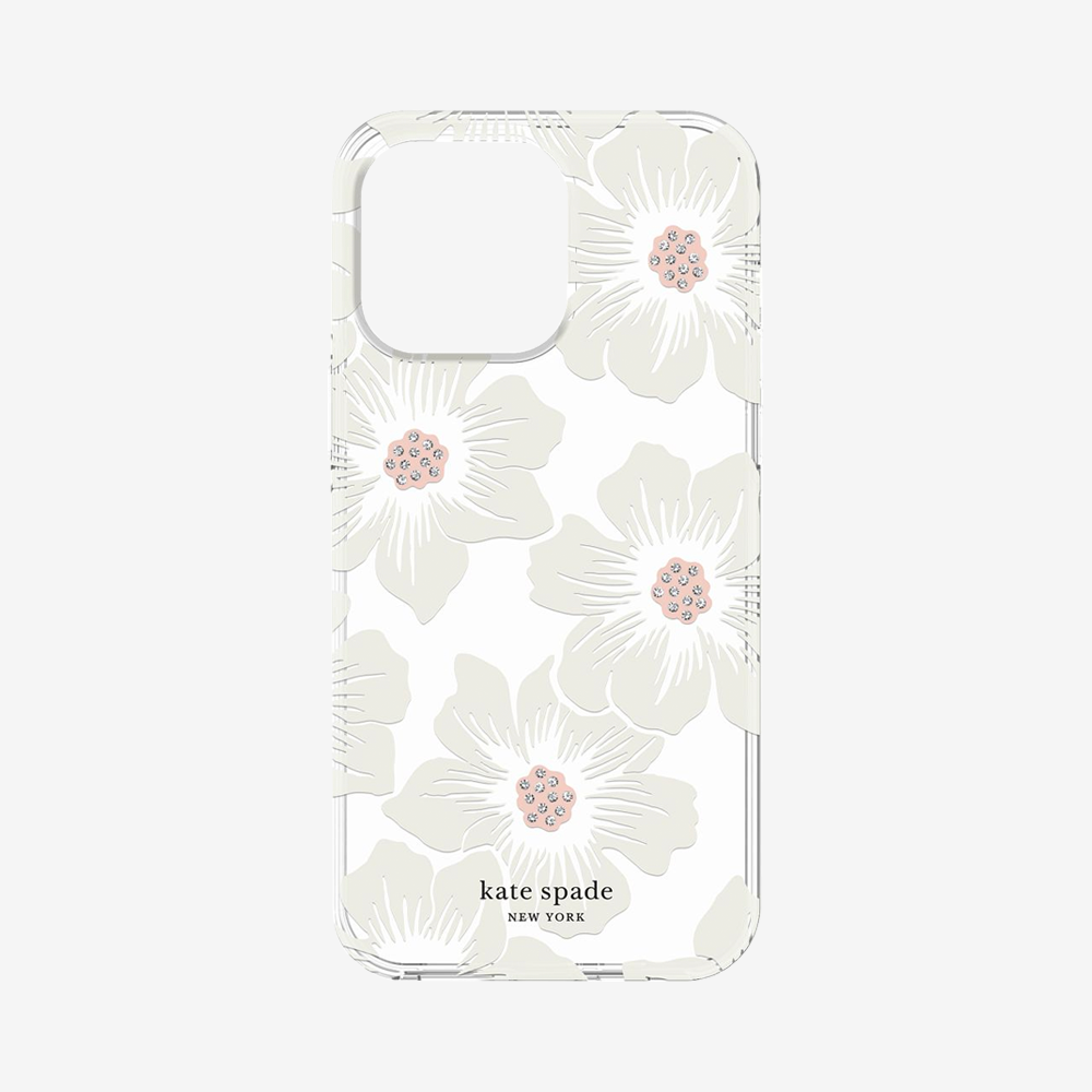 Protective Hardshell Floral Case for iPhone 14 Series - Hollyhock/Clear